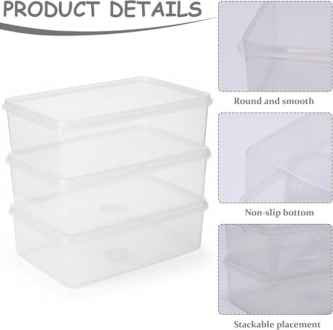 3 Pack pizza dough proofing box, Stackable bread proofing container, sourdough tray, food storage containers with lids, pizza making supplies accessories, BPA Free, 6L Capacity