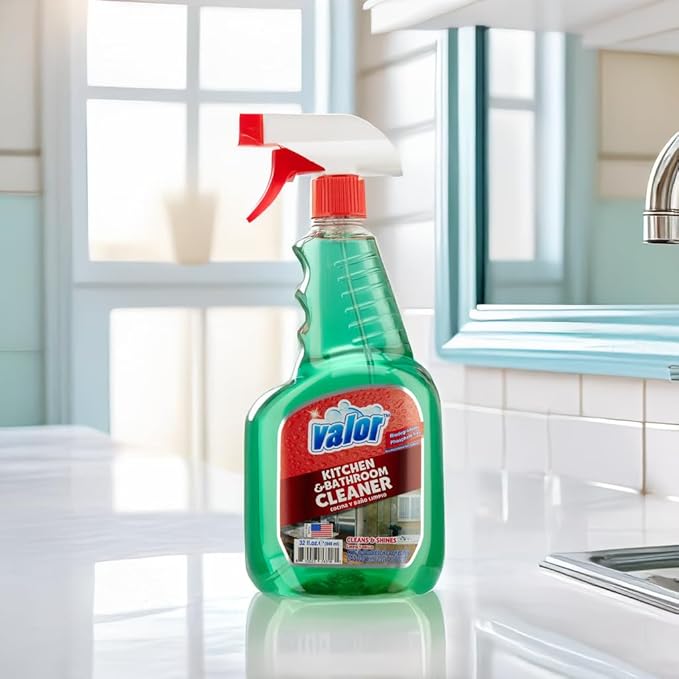 Valor Kitchen & Bathroom Cleaner Spray – Multi-Surface Degreaser & Limescale Cleaning Solution, Eco-Friendly Biodegradable Formula, (32 Fl Oz (Pack of 1))