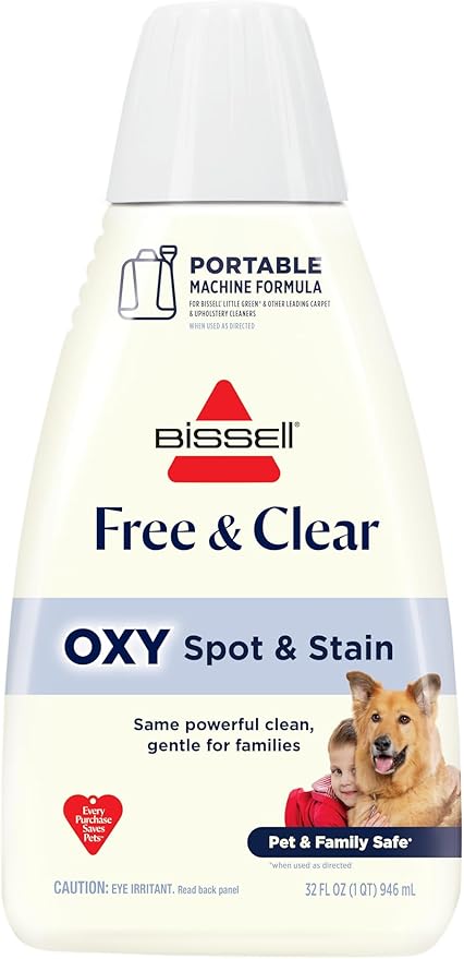 BISSELL Little Green PET OXY Spot & Stain Free & Clear Portable Deep Cleaner Formula, 32 fl. oz, 4310