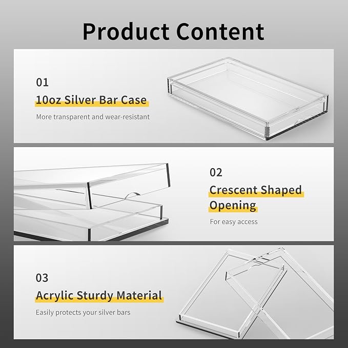 10oz Silver Bar Holder - 5Pcs Capsule Storage Container for 10 Ounce Bars