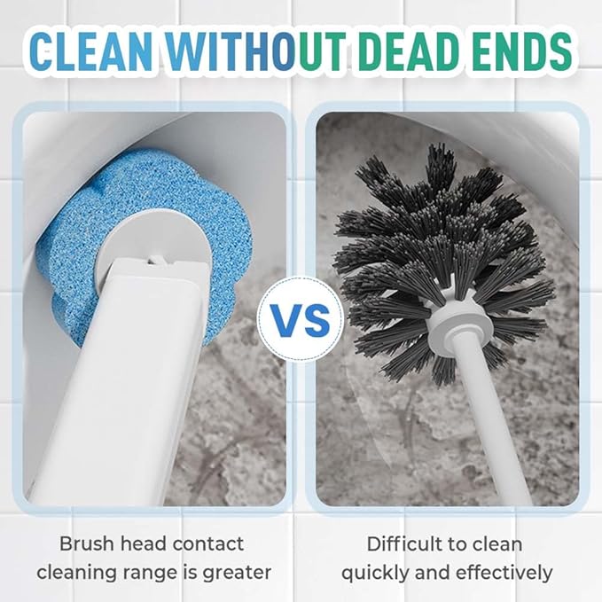 Upgrade Disposable Toilet Brush, Disposable Toilet Cleaning Set with Holder & Refills, Extended Handle Bowl Brush for Hygienic Bathroom Maintenance, 18 Disinfecting Heads Included (Gray)