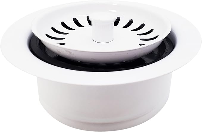 Westbrass A2089SEV-50 3-1/2" Kitchen Sink Waste Disposal Drain Flange and Basket Strainer, Powder Coat White