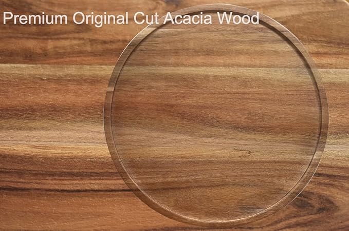 10" Two-Tier Acacia Wood Lazy Susan Organizer Kitchen Turntable for Cabinet Pantry Table Organization