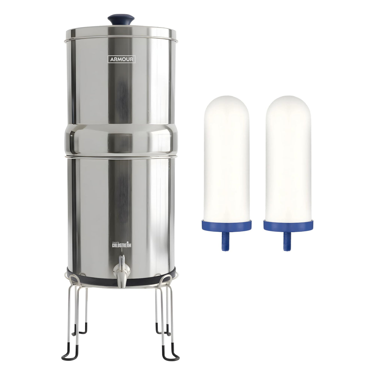 Armour 2.25G w/Stand - 0.2µm Stainless Steel Gravity Water Filter - Image 1