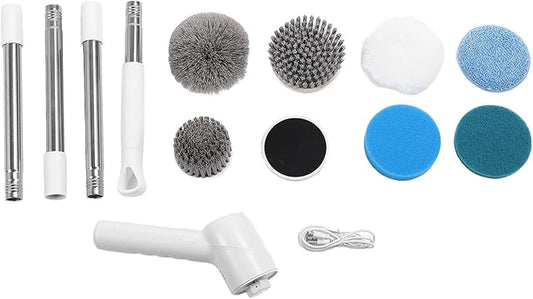 Electric Rotating Scrubber, Power Shower Scrubber Multifunctional Cordless Electric Cleaning Brush with Detachable Long Handle for Bathroom