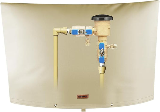 Backflow Preventer Pipe Insulation Cover (5°F) - Irrigation Sprinkler Valve Insulated Pouch - Water Well Pump Cover - Sturdy 5 Layers for Winter Freeze Protection, 90" W x 60" H, Beige
