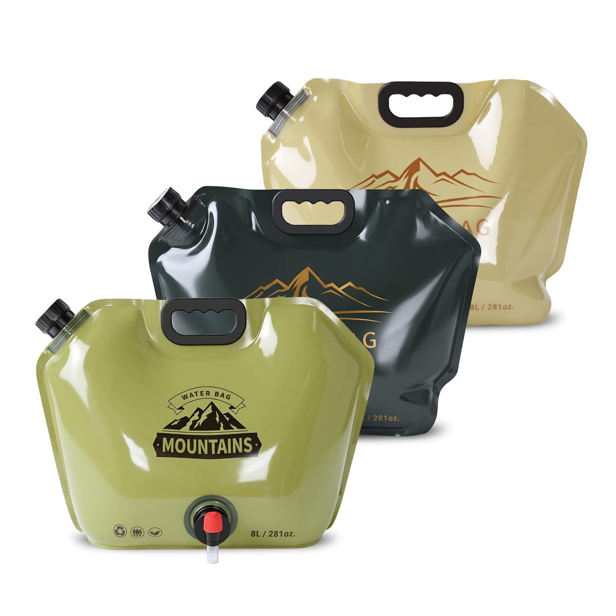 3 Pack Collapsible Water Container 2 Gallon with Spout - Image 1