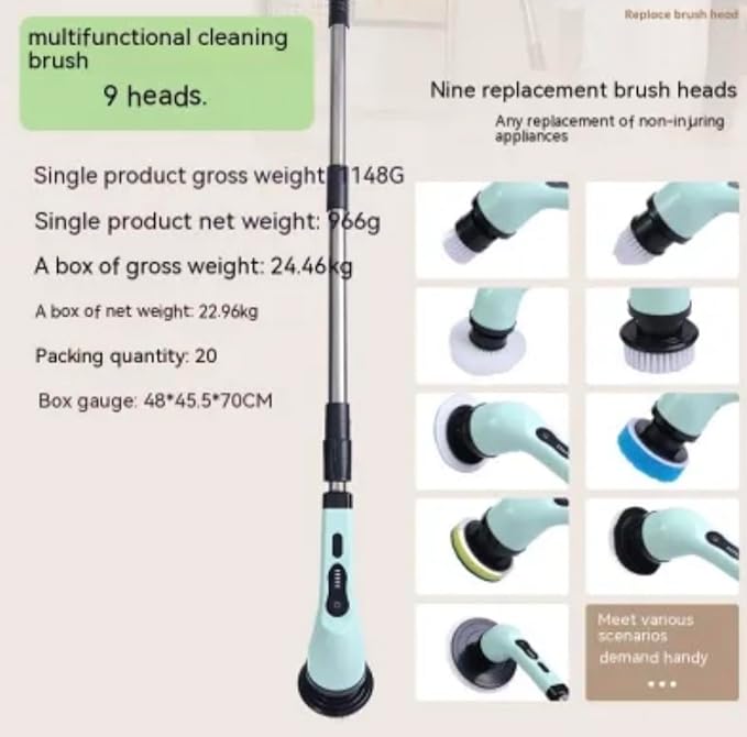 Multifunctional Wireless Electric Cleaning Brush – 9-in-1 Retractable, Portable Tool for Deep Cleaning in Kitchen, Bathroom, Toilet, and Household Surfaces