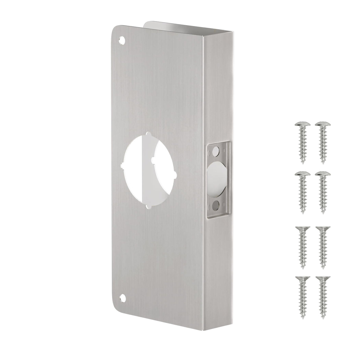 Single Hole Door Knob Reinforcement Long Plate, Brushed Nickel - Image 1