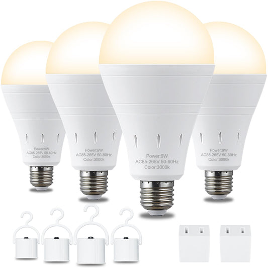 4 Pack Rechargeable Emergency Light Bulbs, Battery Powered - Image 1