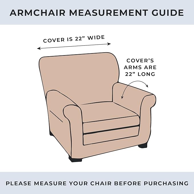 Great Bay Home Reversible Chair Cover - Washable Slipcover Furniture Protector with Elastic Straps - Furniture Cover for Dogs, Kids, and Pets - Quilted & Stitched Detail (Chair, White/Sand)