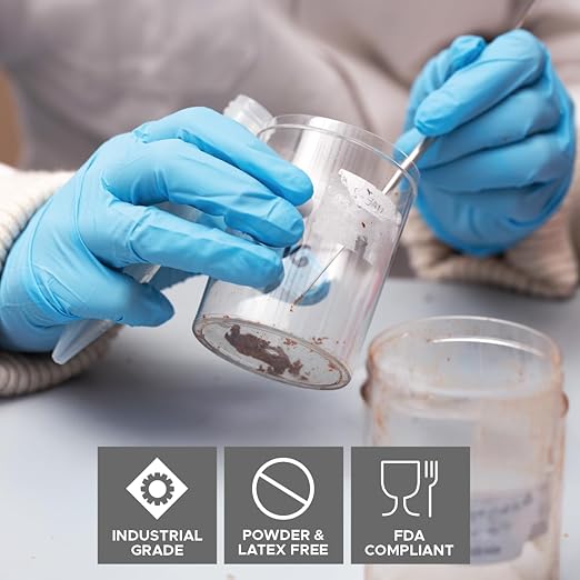 DuraSkin T2010W Nitrile Disposable Gloves, 3.5 Mil - Blue, Small | Powder-Free, Micro-Textured, Industrial Grade | for Janitorial, Cleaning, Manufacturing (Box of 100)