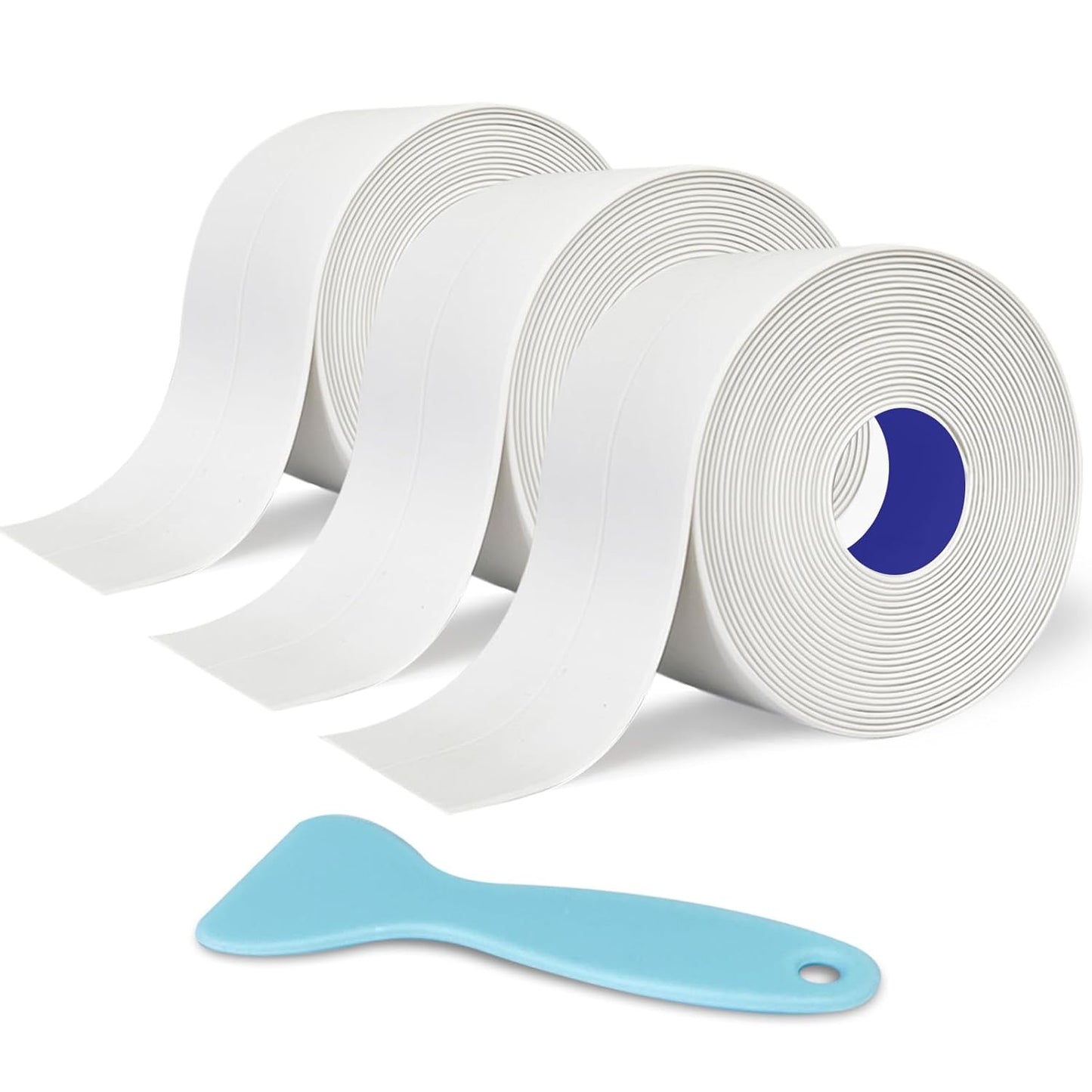 Waterproof Caulk Tape (3-Roll) – Self-Adhesive PVC Caulk Strip for Shower, Bathtub, Sink & Toilet | 1.5" x 10.5 Ft