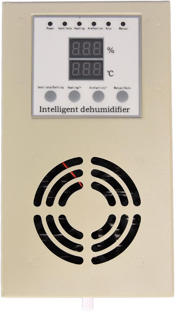 Closet Dehumidifier, Drainage Fully Functional Dehumidifier Controller Fan Type, Dehumidification Device with Temperature Probe for Control Cabinets, Furniture