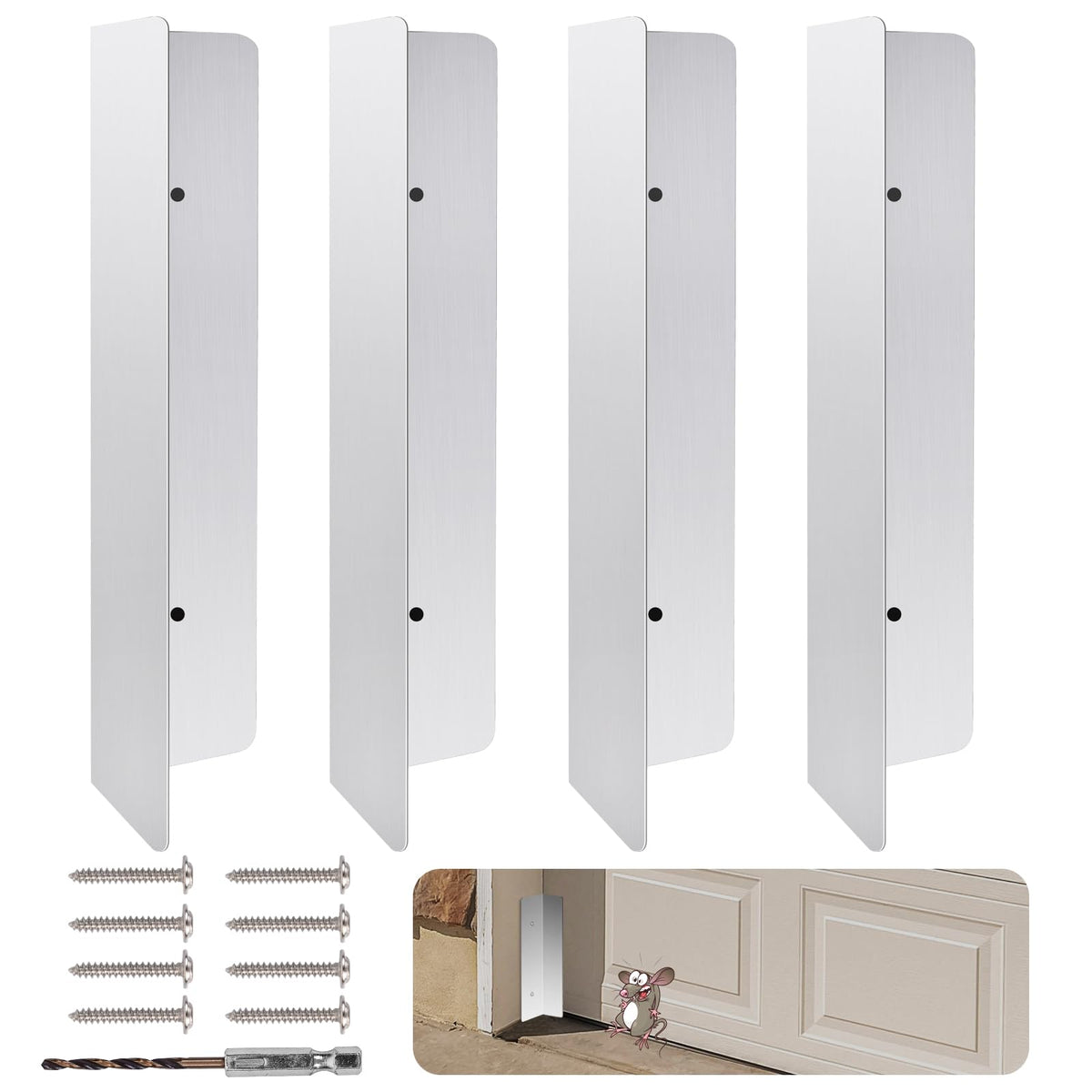 Bompro 4 Pcs Garage Door Seal Mouse Guard, Heavy Duty | Home Repair - Image 1