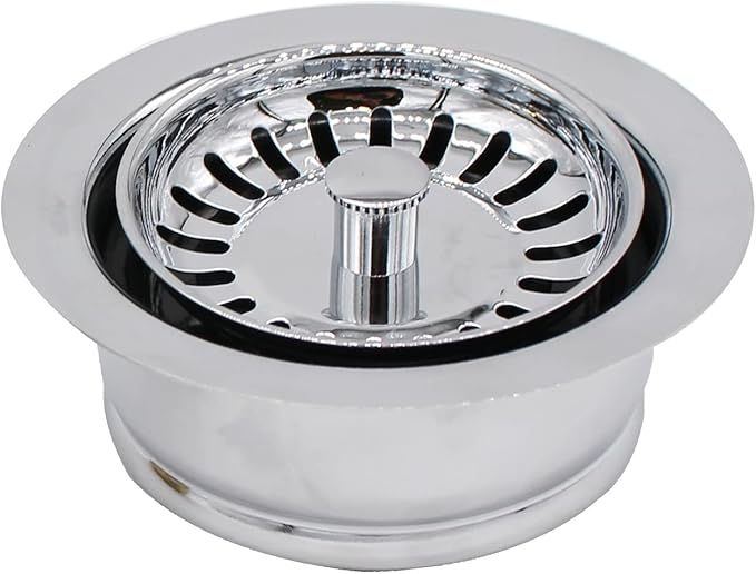 Westbrass D2089SEV-26 3-1/2" Kitchen Sink Waste Disposal Drain Flange and Basket Strainer, Polished Chrome