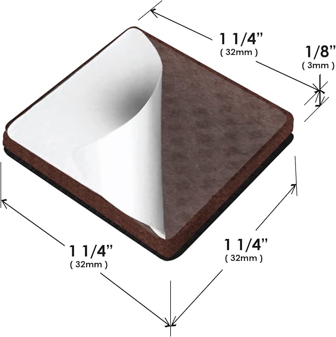 Slipstick GorillaPads CB148 Non Slip Furniture Pads/Rubber Gripper Feet (Set of 8) Self Adhesive Anti-Skid Floor Protectors, 1-1/4 inch Square, Black