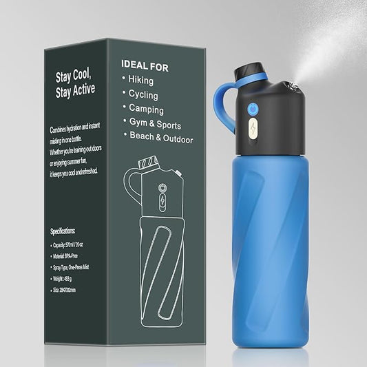 Electric Misting Water Bottle | No Straw, No Leak Design | Stainless Steel Double Wall Insulation | Food-Grade Materials | For Gym, Hiking, Golf