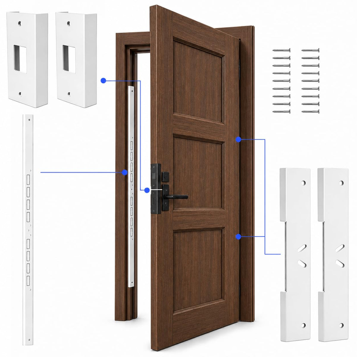 5-Piece Door Frame Reinforcement Kit, Anti Kick in Door Security - Image 1