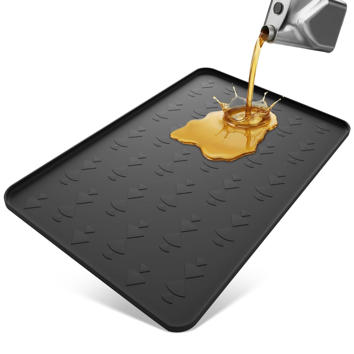 Oil Drip Pan 34" x 22" Black Silicone, Oil Drip Pan for Under Car - Image 1