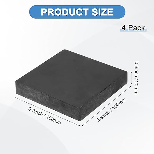 4-Pack Rubber Anti Vibration Pads 3.9" Non-Slip Square Vibration Isolation Pads Anti Noise Shock Absorbing Mats for Washing Machine/Dryer/HVAC/Air Conditioner [ 0.8" Thickness]