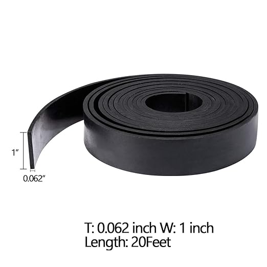 TORRAMI Solid Neoprene Rubber Strips Roll 1/16 (.062) inch Thick X 1 inch Wide X 20 Feet, for DIY Weather Stripping, Gasket, Seal