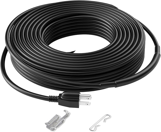 VEVOR Self-Regulating Pipe Heating Cable, 100FT 5W/FT Heat Tape for Pipes, Roof Snow Melting De-icing, Gutter and Pipe Freeze Protection