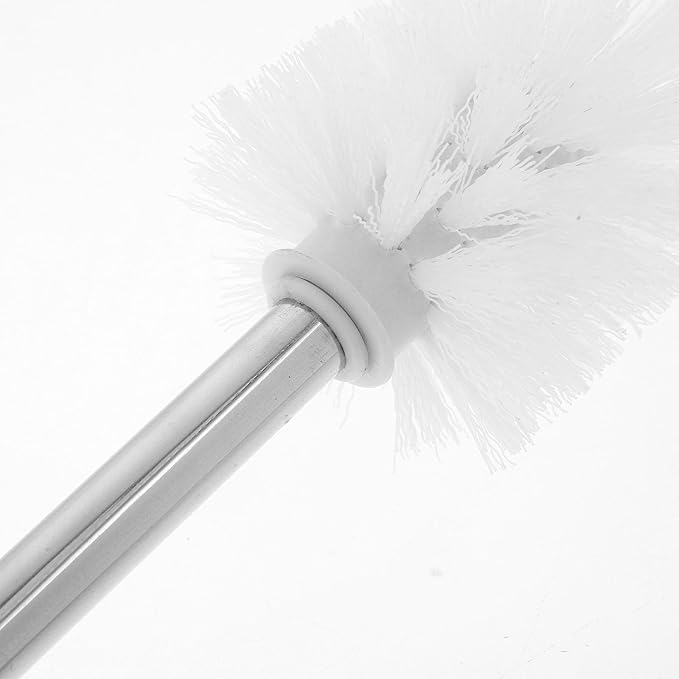 IMIKEYA Stainless Steel Toilet Brush and Holder Set, Heavy Duty Long Handle Toilet Bowl Cleaning Brush with Glass Cup Holder for Bathroom Accessories and Deep Cleaning