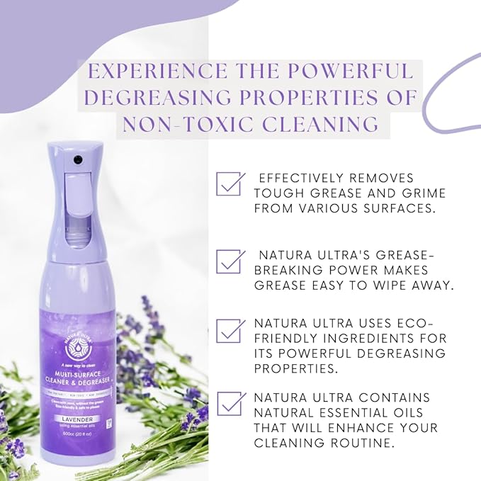 Multi-Surface Cleaner & Degreaser - Home and Kitchen degreasing Spray for Glass, Countertops, Appliances, and Floors - Eco-Friendly Effective Cleaner & Degreaser (Lavender)