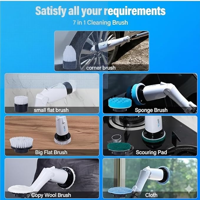 Electric Spin Scrubber - 2025 New Electric Scrubber for Cleaning Bathroom-Cordless Cleaning Brush with 8 Replacement Heads-Spin Brush for Cleaning Bathroom, Tub, Floor and Kitchen.