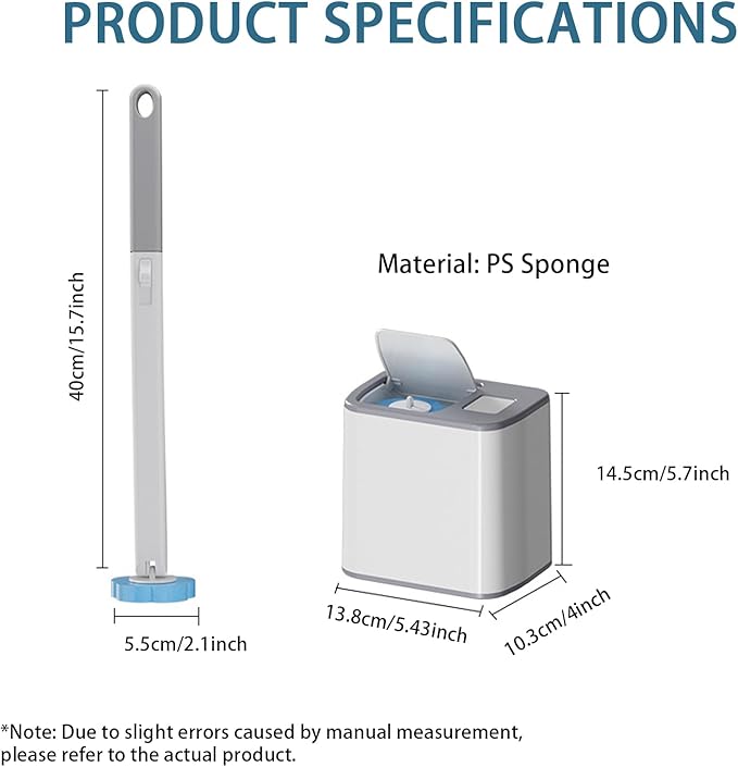 Disposable Toilet Brush Set, 24 Refills Extended Handle for Deep Cleaning and Hygienic Bathroom Maintenance, Gray