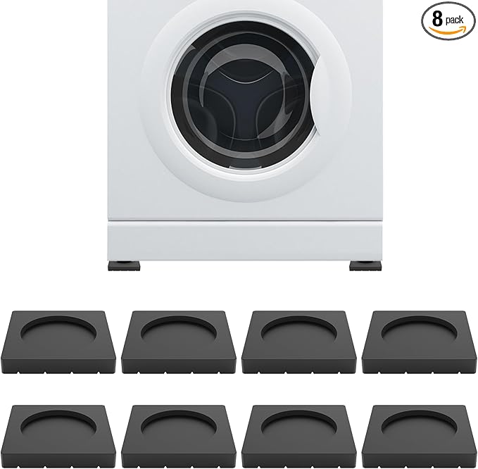 Anti Vibration Pads for Washing Machine, Anti Skid and Anti Shake Washer Anti Vibration Pads, 8 PCS Noise Dampening Washing Machine Vibration Pads - Natural Rubber Feet Pads