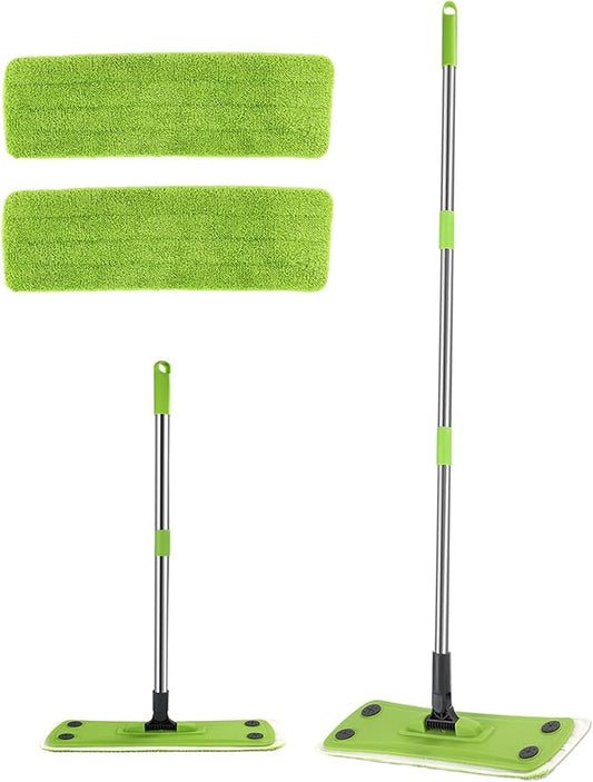 Green Mop, Flat Mops for Floor Cleaning with Long Handle, Small Dry Mops, Home Floor Cleaning Mop Tool for Wood/Tile/Laminate/Marble