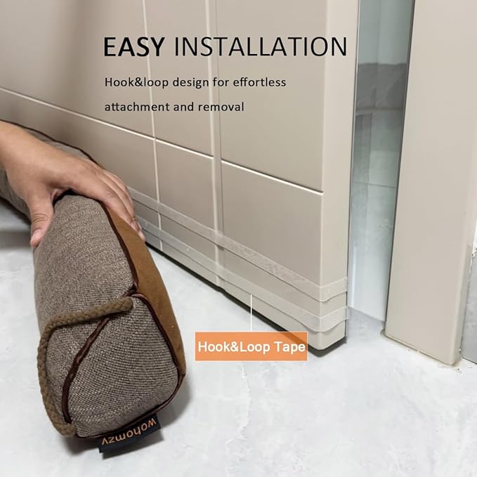 38 Inch Under Door Draft Stopper, Blocks Hot Cold Air Wind from Door and Window Bottom,Weather Seal, Reduce Noise Light,Triangular, Coffee