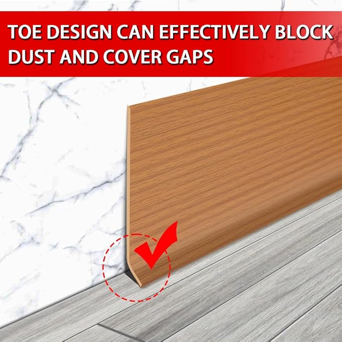 Vinyl Wall Base Baseboard Molding Trim 4" Flexible Self Adhesive Rubber Wall Base Moulding Trim Peel and Stick Design, 4 Inch x 200 Feet, Yellow Wood