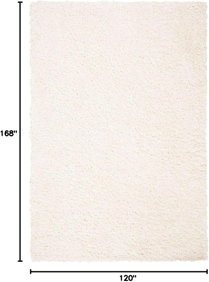 SAFAVIEH August Shag Collection Area Rug - 10' x 14', Ivory, Solid Design, Non-Shedding & Easy Care, 1.5-inch Thick Ideal for High Traffic Areas in Living Room, Bedroom (AUG200C)