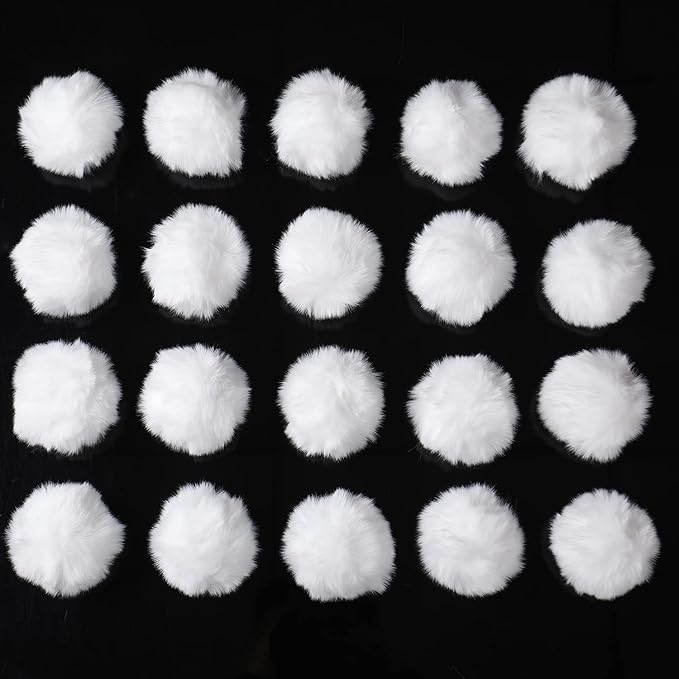 Craft Pom Pom Balls,Large White Poms Costume Accessory, Pom pom Balls for Arts and DIY Creative Crafts Decorations,White,3 Inches,20 Pieces.