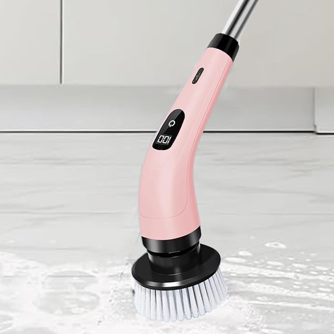 Electric Spin Scrubber, Cordless Bathroom Scrubber, Electric Brush Cleaner, 370 RPM USB Rechargeable Scrubber with 3 Replaceable Brush Heads, 2 Adjustable Speeds Bathroom