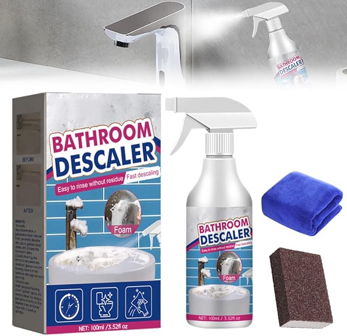 Bathroom Descaler Foam Cleaner, 2026 Upgrade Stubborn Stains Cleaner All Purpose Rinse Cleaning Foam, Multipurpose Bathrooms Cleaning Foam Spray for Kitchen Bath Shower Glass (1PC)