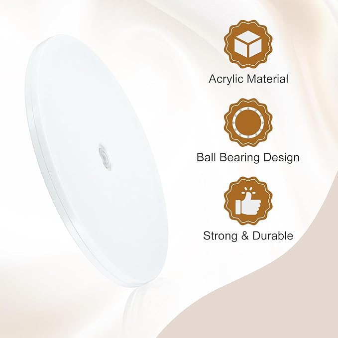 uxcell 4Pack Acrylic Lazy Susan Turntable, 8" Spinner Lazy Susan Turntable Organizer, Acrylic Ball Bearing Rotating Tray for Pantry Spice Rack Decorating, White