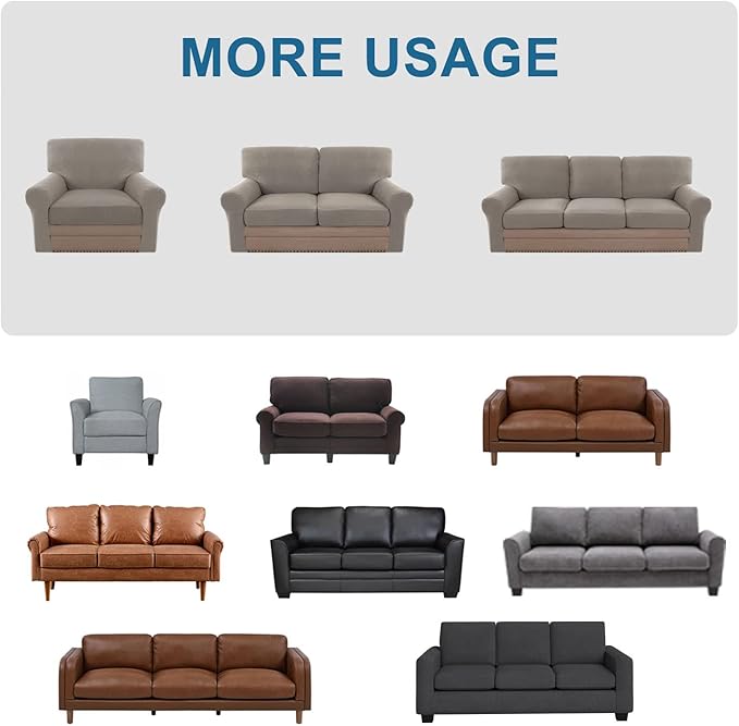 H.VERSAILTEX Multi-Pieces Sofa Covers Stretch Couch Covers Form Fitted Seats and Back Cushions Covers (2 Seat Covers Plus 2 Back Cusion Covers, Bonus 2 Armrest Covers), Taupe