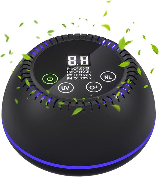 3-in-1 Ozone Machine Odor Removal with 10000mAh Battery, Air Purifier for Pets, Smoke, Home, Closet, Toilet
