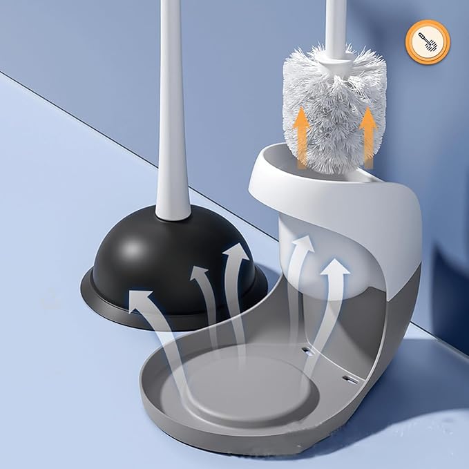 Toilet Plunger and Brush Set Plunger Toilet Brush Combo Bathroom Accessory Sets Bathroom Cleaning Tools Cleaning Brush Ergonomic Grip & Compact Storage