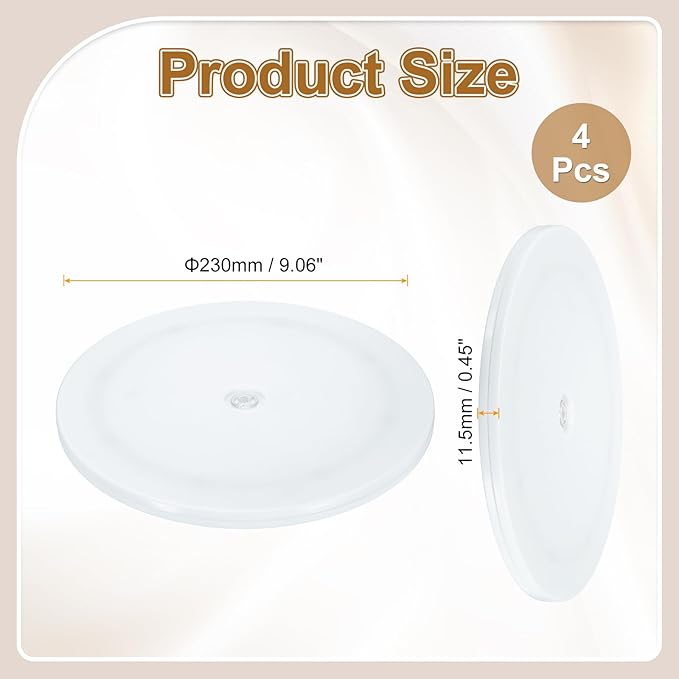 uxcell 4Pack Acrylic Lazy Susan Turntable, 9" Spinner Lazy Susan Turntable Organizer, Acrylic Ball Bearing Rotating Tray for Pantry Spice Rack Decorating, White