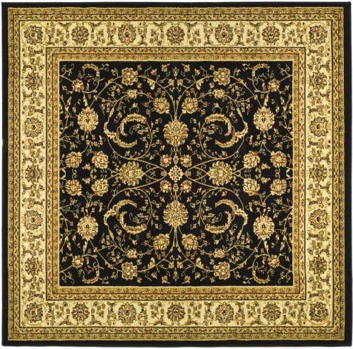 SAFAVIEH Lyndhurst Collection Area Rug - 6' Square, Black & Ivory, Traditional Oriental Design, Non-Shedding & Easy Care, Ideal for High Traffic Areas in Living Room, Bedroom (LNH219A)