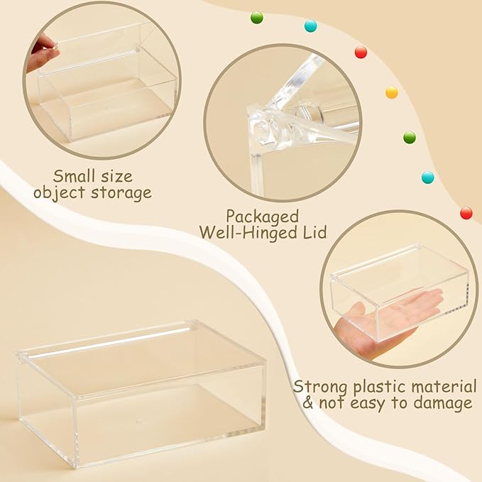 Blulu 8 Pcs Clear Acrylic Box with Lid Plastic Jewelry Mini Storage Box Mini Cube Containers for Candy and Tiny Jewelry Easter Party Favor(5.51 x 3.94 x 1.97 Inch,Flip Style)