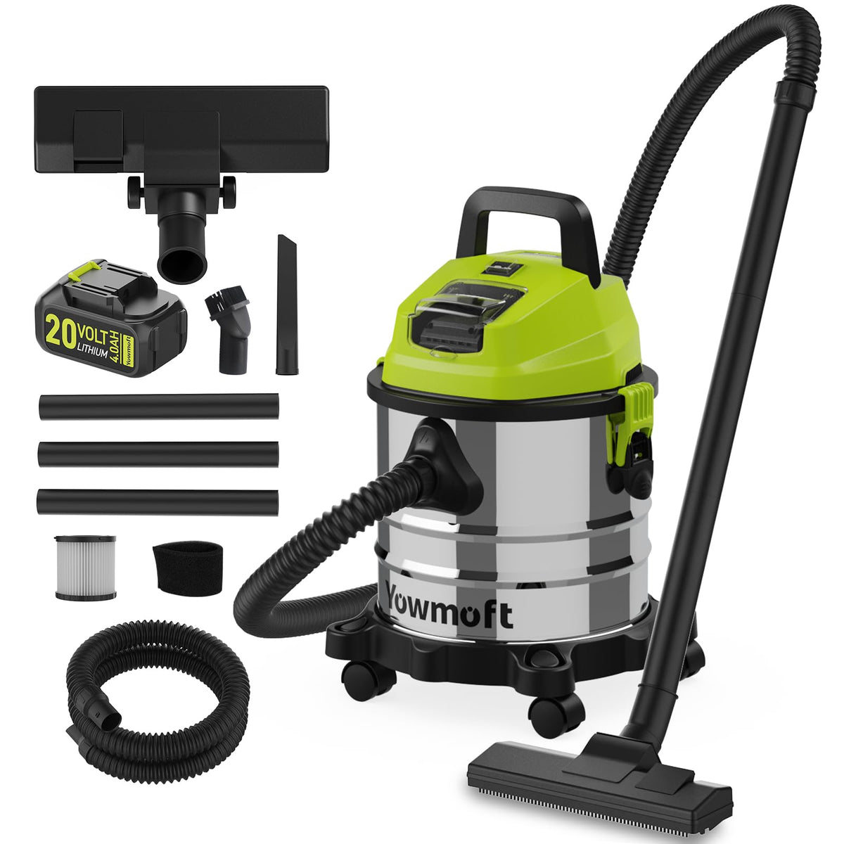 4 Gallon 20V Cordless Shop Vac, Cordless Shop Vacuum Wet and Dry - Image 1