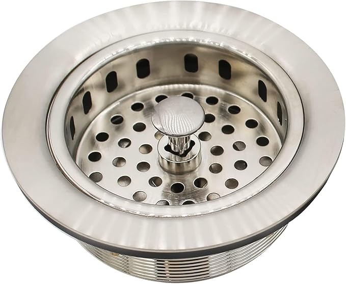 Westbrass A214-20 3-1/2" Post Style Large Kitchen Sink Basket Strainer, Stainless Steel