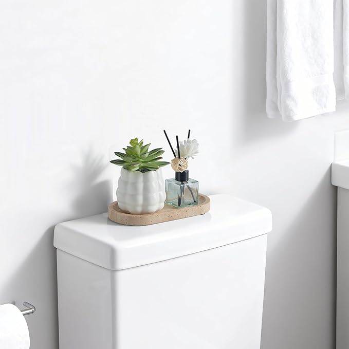 Travertine Tray, Marble Tray for Bathroom countertop,Non-Ceramic/Non-Resin，Stone for Storing Perfume, Cosmetics and Jewelry 8 * 4.7inch （Travertine）