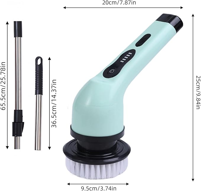 Cordless Electric Spin Scrubber, 9 Replacement Cleaning Heads IPX6 Dual Cleaning Brush with Extension Arm for Bathroom Bathtub Grout Tile Floor (9